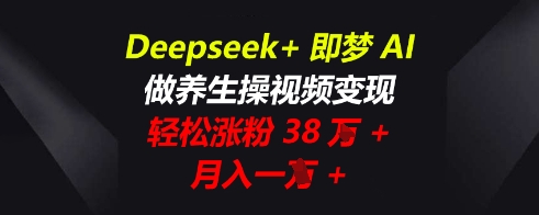 Deepseek+即梦AI，做养生操视频变现，轻松涨粉38W+，月入一W+-星舰联盟