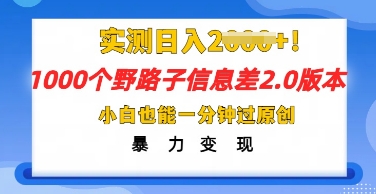 2025抖音1000个野路子信息差最新玩法，一分钟过原创，暴力变现月入几k-星舰联盟