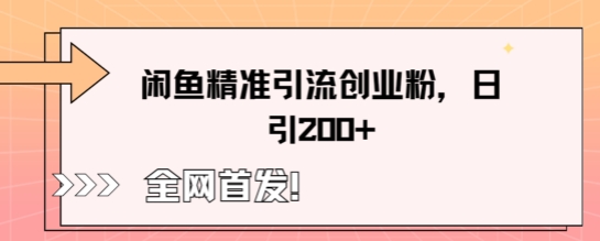 闲鱼精准引流创业粉，轻松日引200+-星舰联盟
