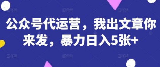 公众号代运营，我出文章你来发，暴力日入5张+【揭秘】-星舰联盟