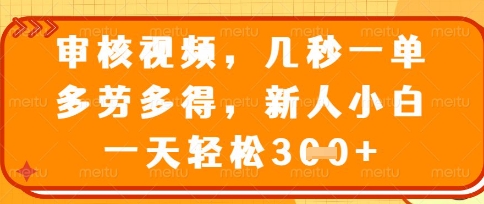 最新审核视频，几秒一单，多劳多得，新人小白一天轻松3张【揭秘】-星舰联盟