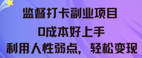 监督打卡副业新玩法，0成本好上手，利用人性的弱点轻松变现-星舰联盟