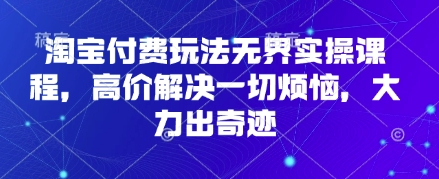 淘宝付费玩法无界实操课程，高价解决一切烦恼，大力出奇迹-星舰联盟