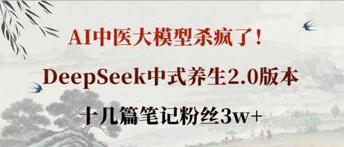 AI中医大模型杀疯了！DeepSeek中式养生2.0版本，十几篇笔记粉丝3w+-星舰联盟