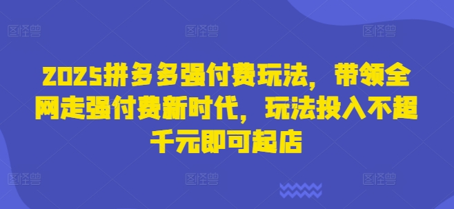 2025拼多多强付费玩法，带领全网走强付费新时代，玩法投入不超千元即可起店-星舰联盟
