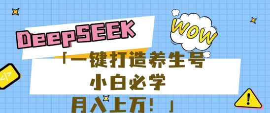 25年最新风口，用DeepSeek做养生号，小白必学，日入数张，一条作品涨粉1W+-星舰联盟