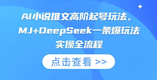 AI小说推文高阶起号玩法，MJ+DeepSeek一条爆玩法实操全流程-星舰联盟