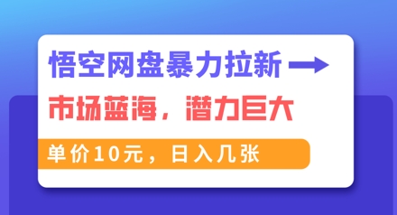 悟空网盘暴力拉新：一单10元，市场空白，日入几张-星舰联盟