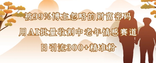被99%博主忽略的财富密码：用AI批量收割中老年情感赛道，日引流300+精准粉-星舰联盟