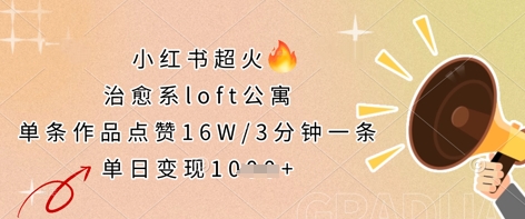 小红书超火的治愈系loft公寓，单条作品点赞16W，3分钟一条，单日变现数张-星舰联盟