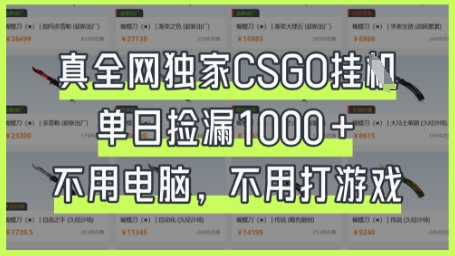 真全网独家CSGO挂G，单日捡漏1k+【揭秘】-星舰联盟
