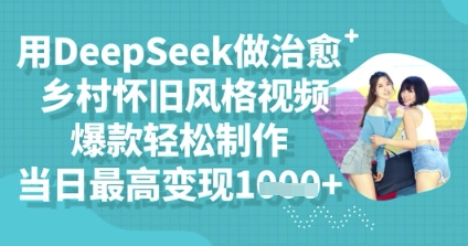 用DeepSeek做治愈乡村怀旧风格视频，爆款轻松制作，当日最高变现多张-星舰联盟